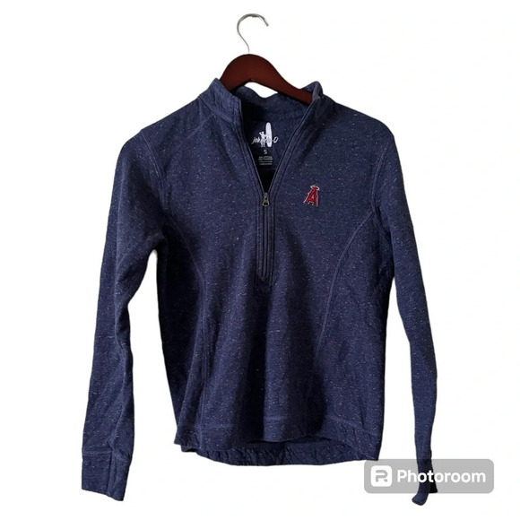 johnnie-O Los Angeles Angels Women's Navy Kennedy Slub Half-Zip Sweatshirt-Small - Picture 1 of 6